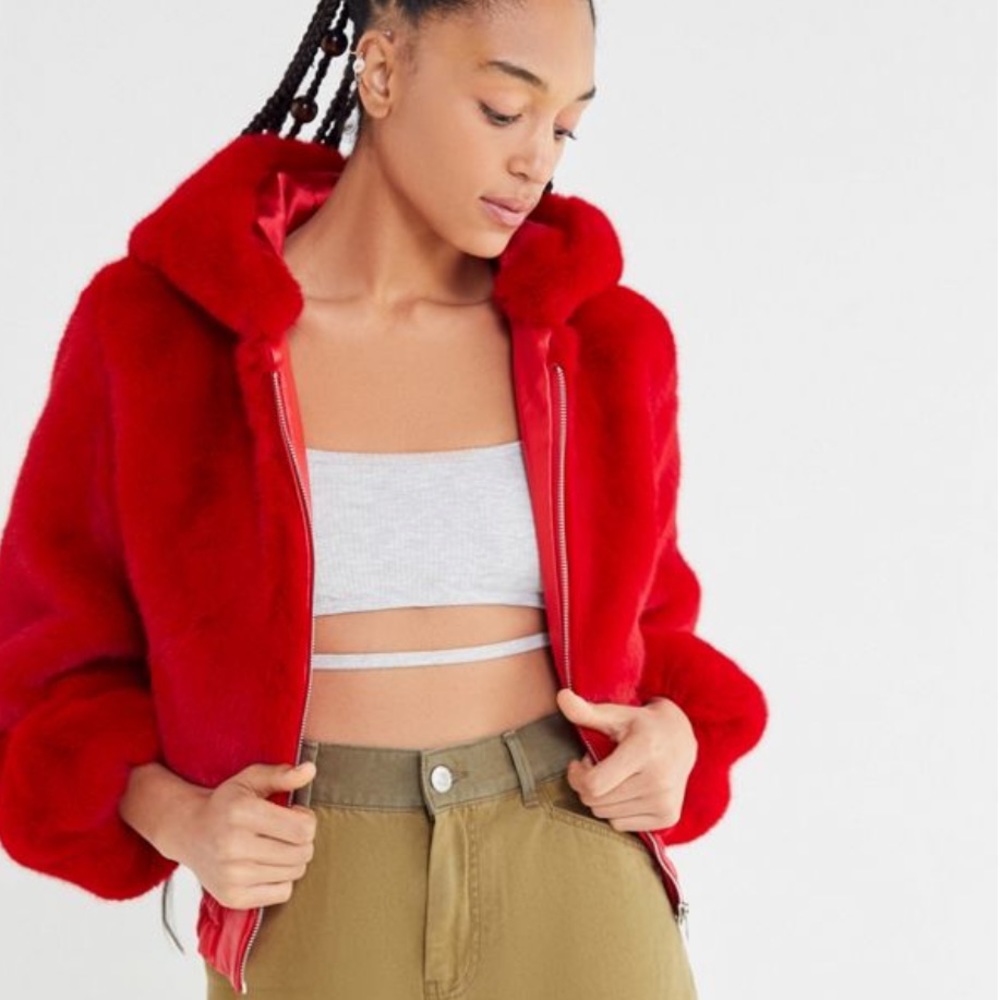 I.AM.GIA 7171 Faux Fur Cropped Jacket Small